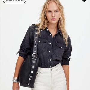 New Madewell Black Studded Shoulder Bag